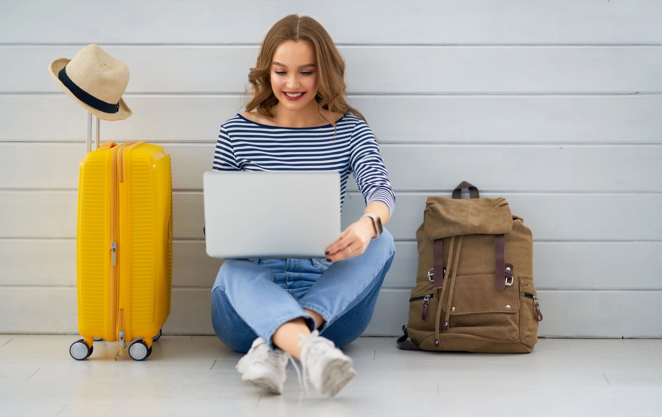 Traveler preparing for a journey with luggage