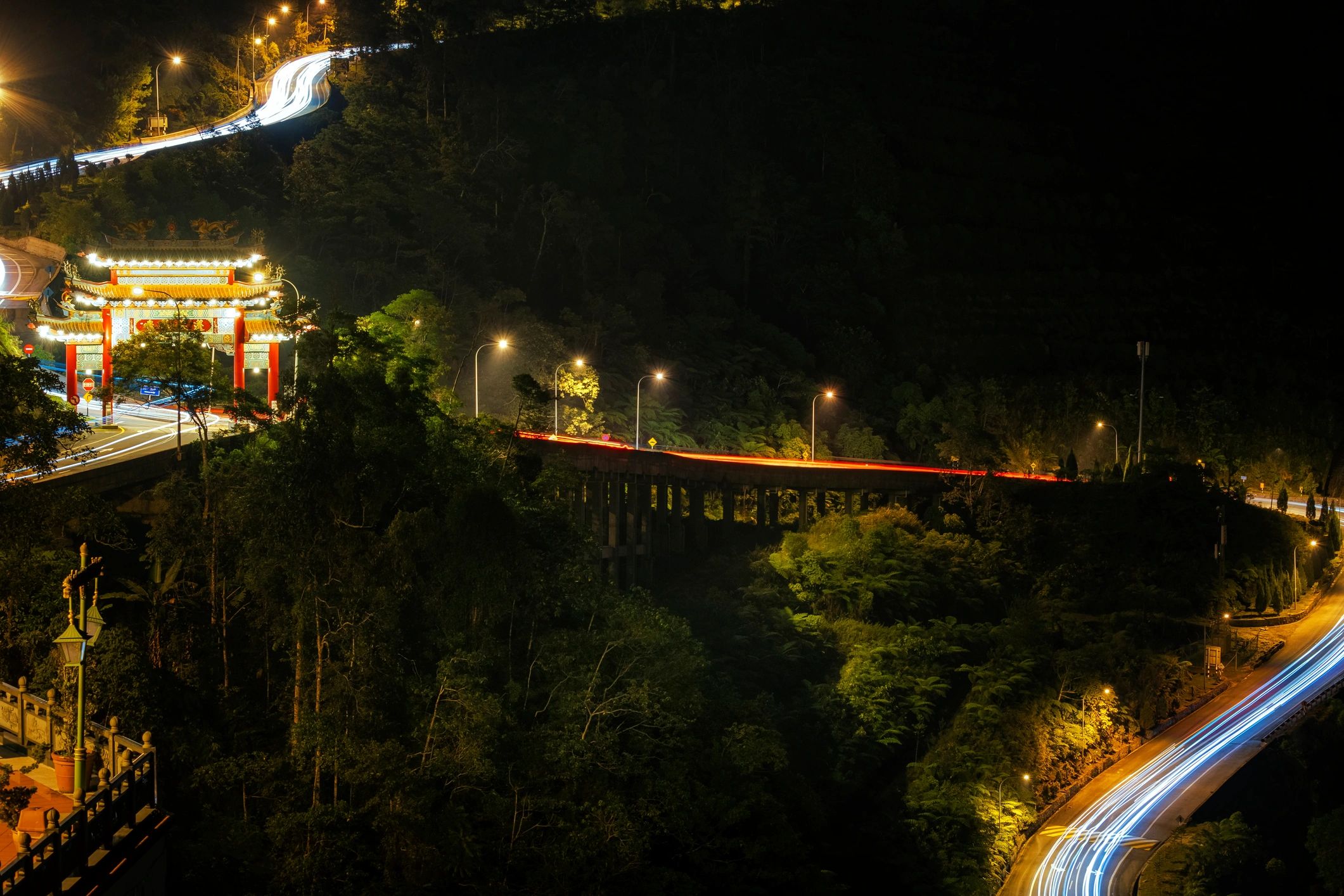 Mountain route through green hills in Malaysia