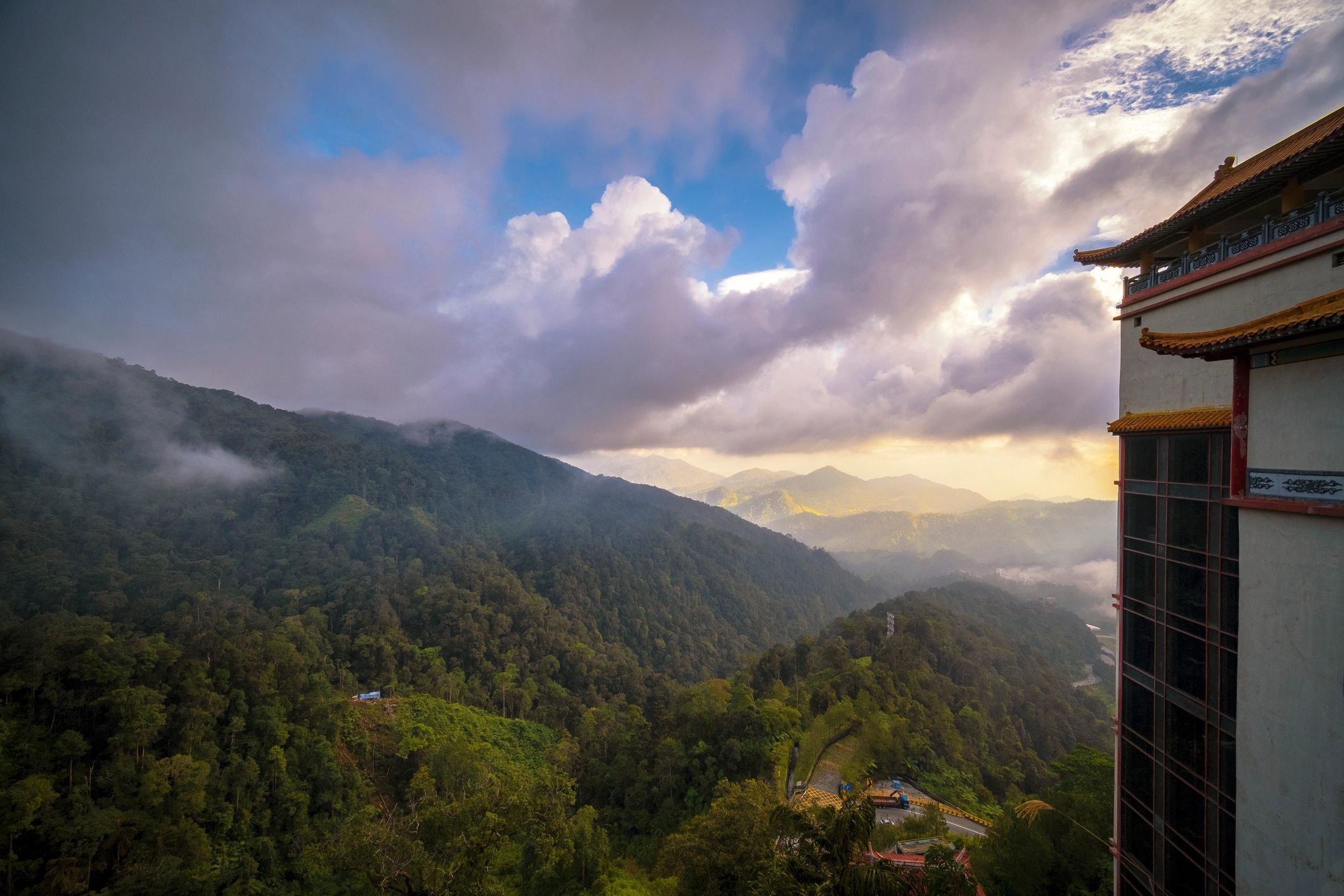 Temple overlooking mountains in Malaysia
