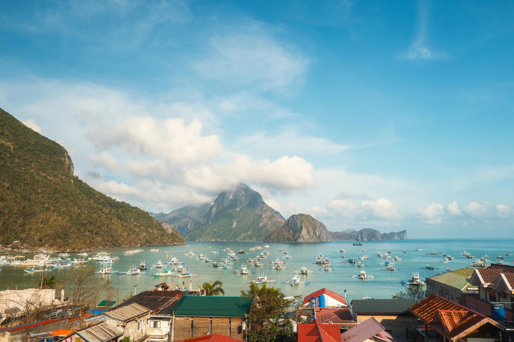 Tropical island coastline and beach